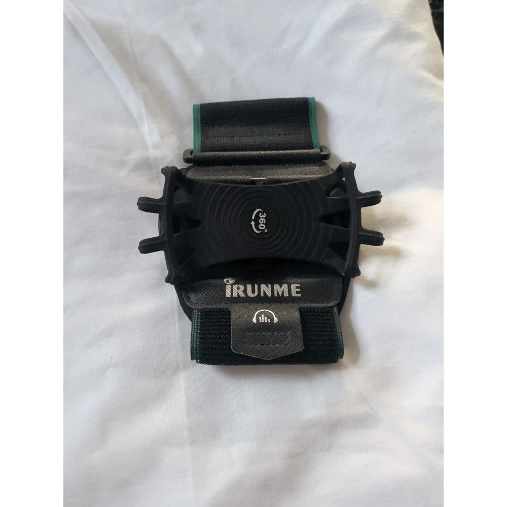 iRUNME Universal Cell Phone Armband w/ Hook & Loop, 360° Protection, Black/Green